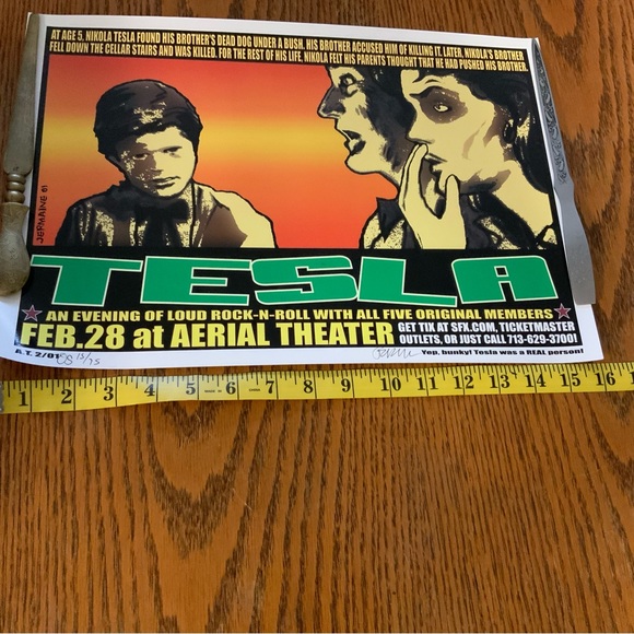 2001 TESLA Tour Poster JERMAINE ROGERS SIGNED/ NUMBERED  2001 OFFSET COLLECTION - Picture 4 of 7